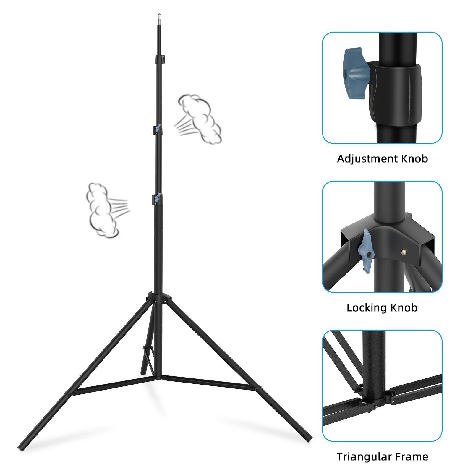 Geordgy 20' Heavy Duty Tripod Stand, 240''/20Ft/600Cm Air-Cushioned Super Tall Telescoping Light Stand For Photography, Video, 360 Gimbal, Action Camera, Sports, Gopro