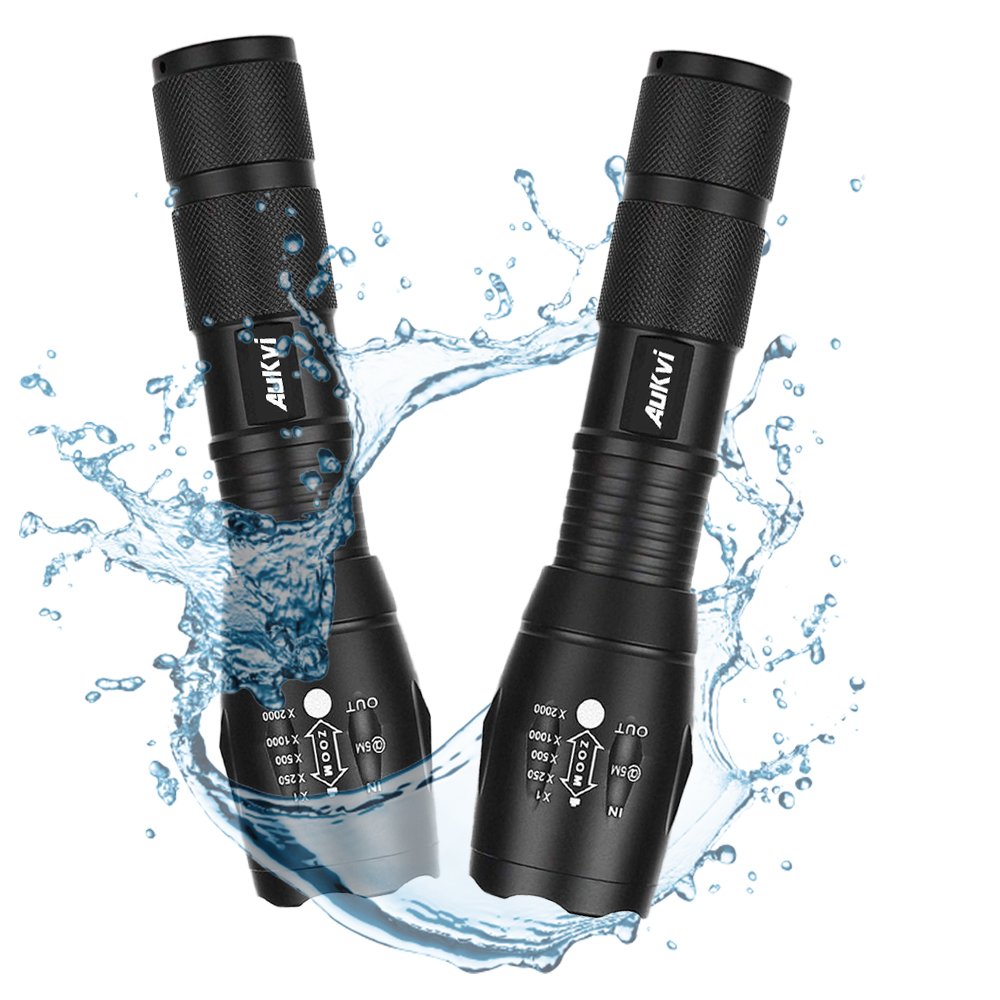 Aukvi 2 Pcs Powerful Red Led Flashlight - Long Range Red Hunting Light Torch, Zoombale, Waterproof, Best For Astronomy, Aviation, Night Observation