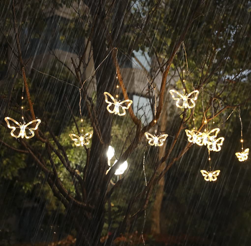 Sdoublem Solar Usb String Butterfly Lights Indoor Outdoor 10 Led Fairy Light Decorations For Garden Fence Patio Yard Christmas Tree, Lawn, Patio, Party Decoration (Solar Light)