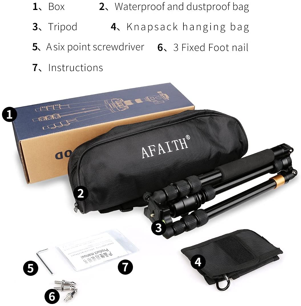 Afaith Q668S Professional Camera Tripod Ultra Compact And Lightweight Aluminum Digital Dslr Video Camera Tripod Monopod & Ball Head