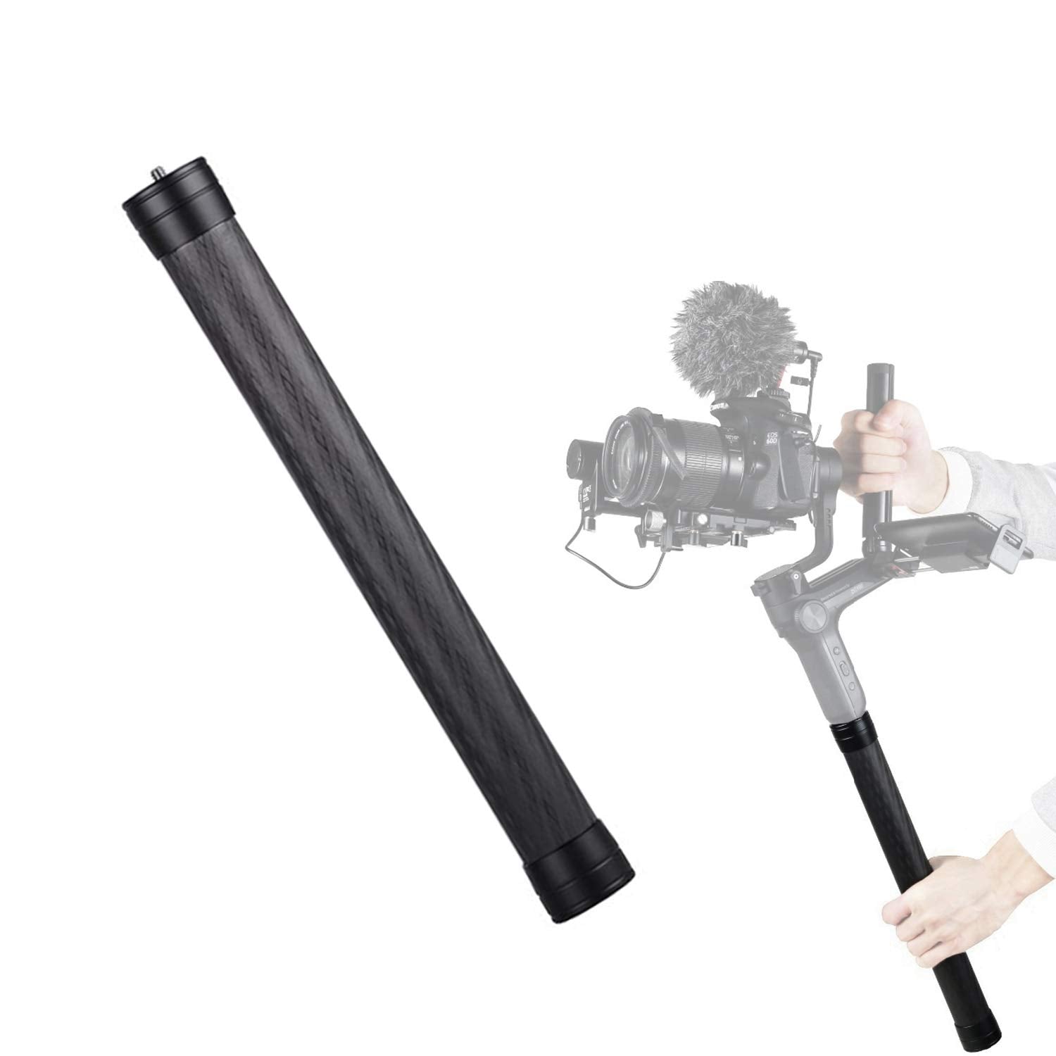 Atoptek Gimbal Extension Pole Carbon Fiber Rod Monopod Stick Lightweight 1/4'' 3/8'' Thread For Dji Ronin S/Sc, Osmo Mobile 3, Zhiyun Crane 2 V2, Moza Aircross, Feiyutech, Dslr Camera, Stabilizer