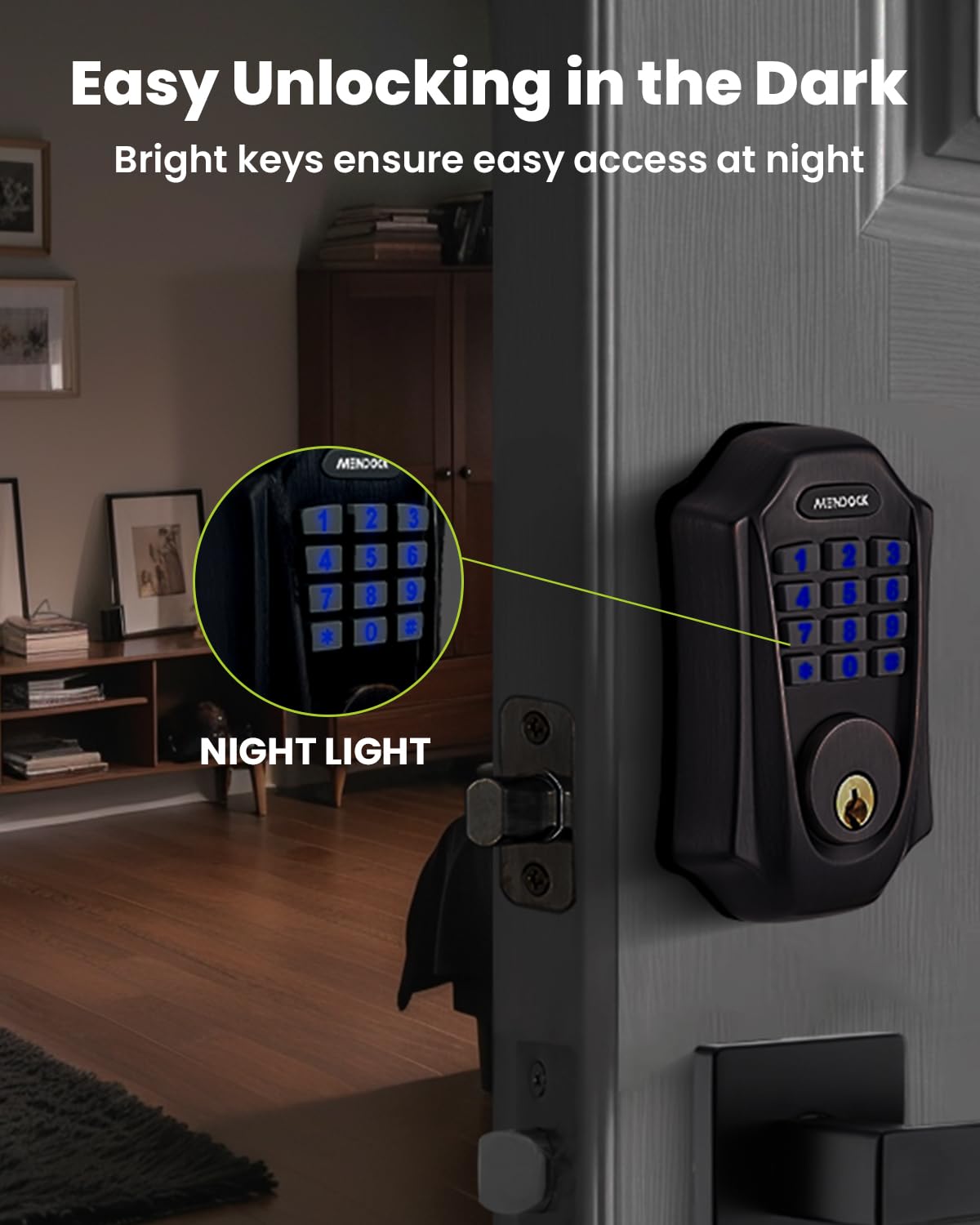 Mendock Keyless-Entry Deadbolt Smart Lock: Uf01 Greenshield Digital Exterior Locks For Front Door, Touch-Control Keyless Door Lock With Keypad Smartphone Control, Waterproof Ip54 (Venetian Bronze)