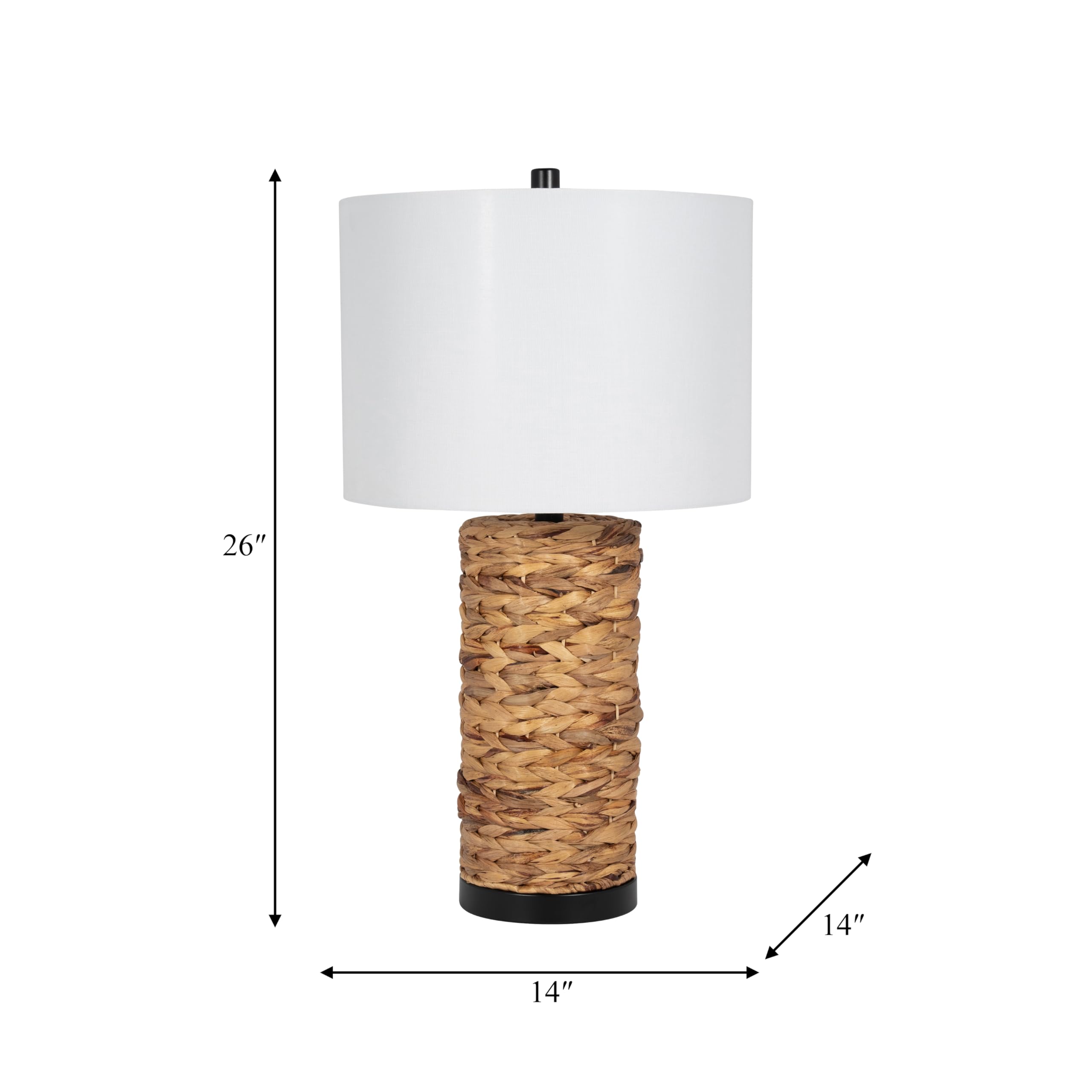 Sagebrook Home Woven Seagrass Table Lamp With Linen Shade – Rustic Coastal Design, Brown, Bedside & Desk Lamp For Bedroom, Living Room, Office, 26 Inches