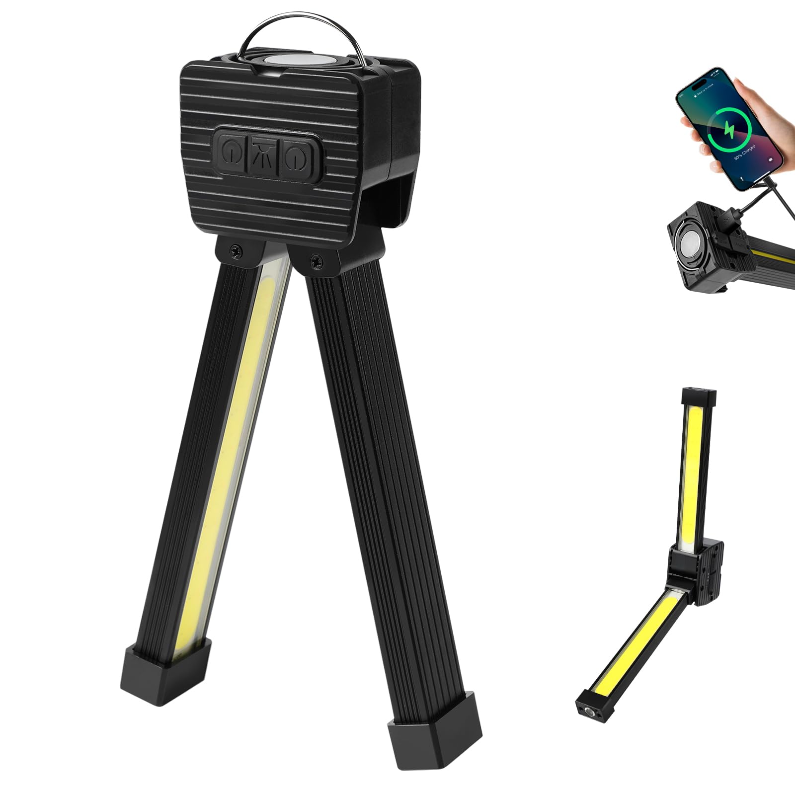 Kanroadi Gym Lamp For Posing, 180 Degree Folding Magnetic Work Light, 7Th Gear Dimming, Portable Magnetic Led Flashlight With Hanging Hook, Handheld Usb Rechargeable Power Bank Camping Light