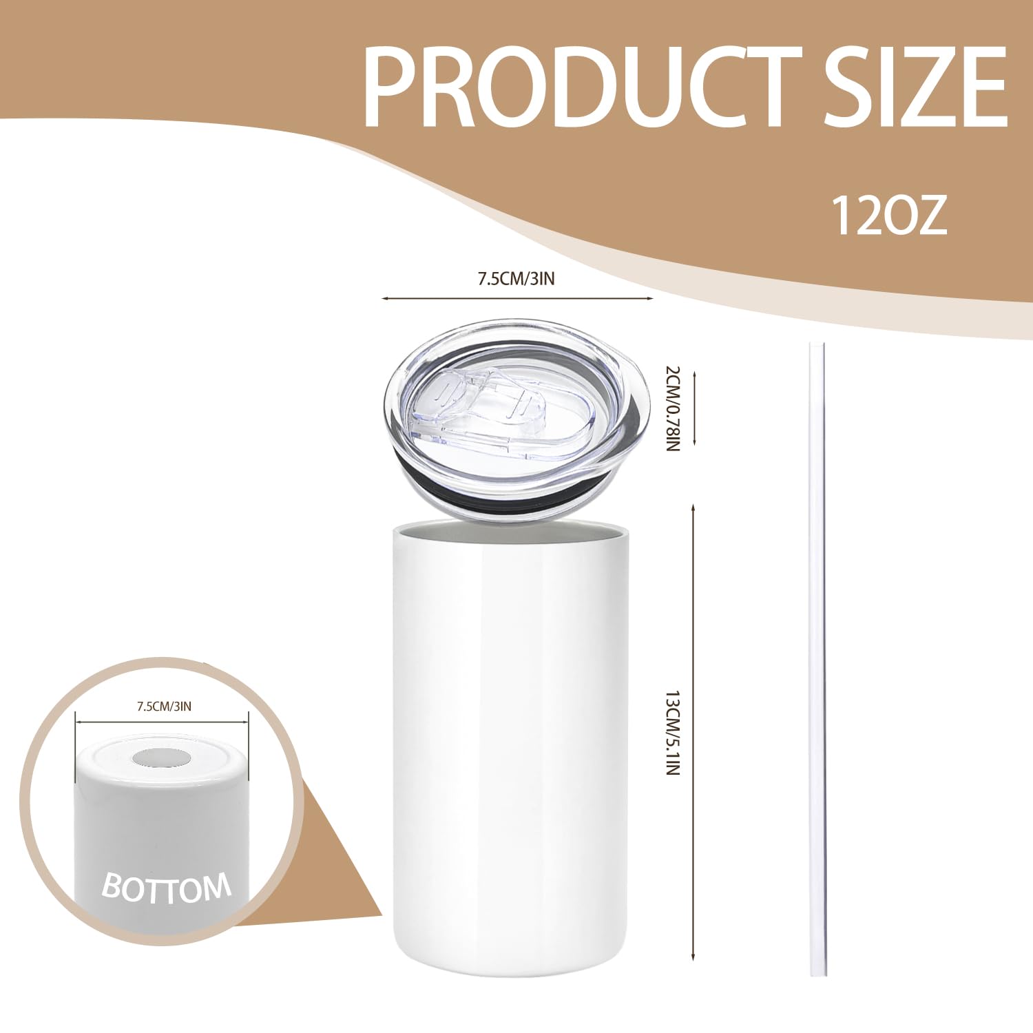 16 Pack Sublimation Tumblers Blanks Bulk Sublimation Cups Skinny Straight Tumbler Stainless Steel