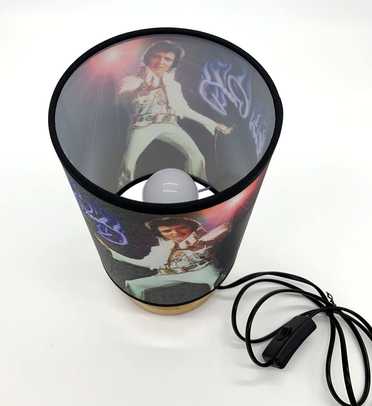 Cdecor Wood Base Table Lights Elvis Table Lamp With Light Bulb Bedside Night Light Great Decor Or Ideas, Sn-001