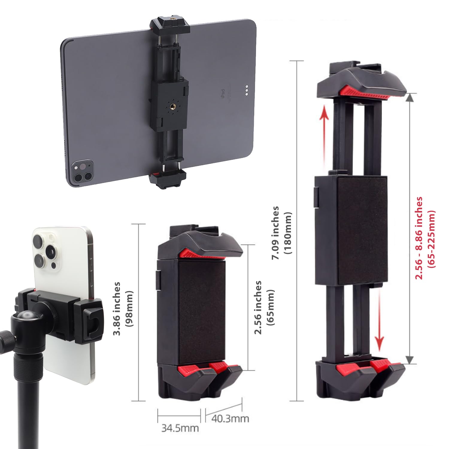 Kado Metal Portable Monitor Stand Tripod, 2-In-1 Phone/Tablet Clamp Portrait/Landscape, 100X100Mm 75X75Mm Wall/Arm Mount Adapater Bracket Plate, 360° Ball Head Compact For Projector, Camera And Webcam