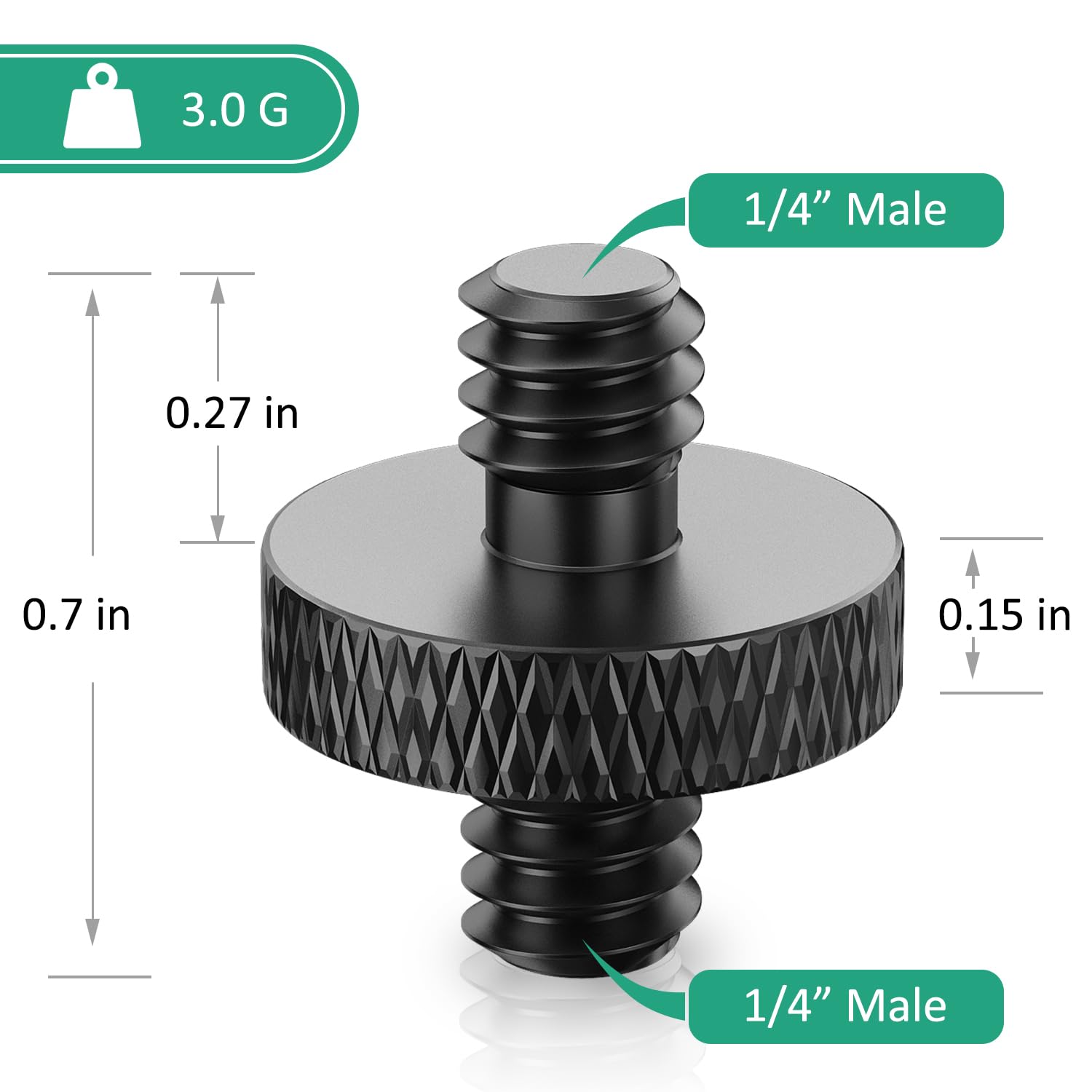 Rigych 1/4 Male To 1/4 Male Threaded Tripod Screw Adapter - 6 Pcs (Black) For Dslr, Mic Stand, Camera Cage & Shoulder Mount