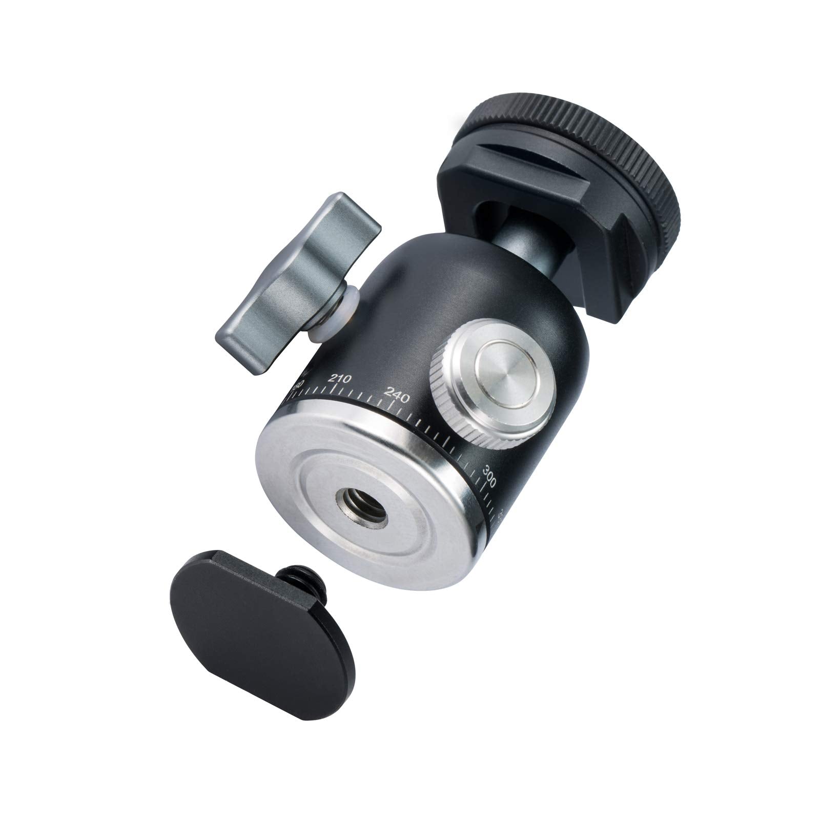 Insstro Camera Tripod Ball Head With 1/4" Hotshoe Mount Adapter - Metal Professional Panoramic Ballhead 360° Pan 90° Tilt For Dslr Mirrorless Camera/Light Stand/Video Camcorder/Phone/Gopro