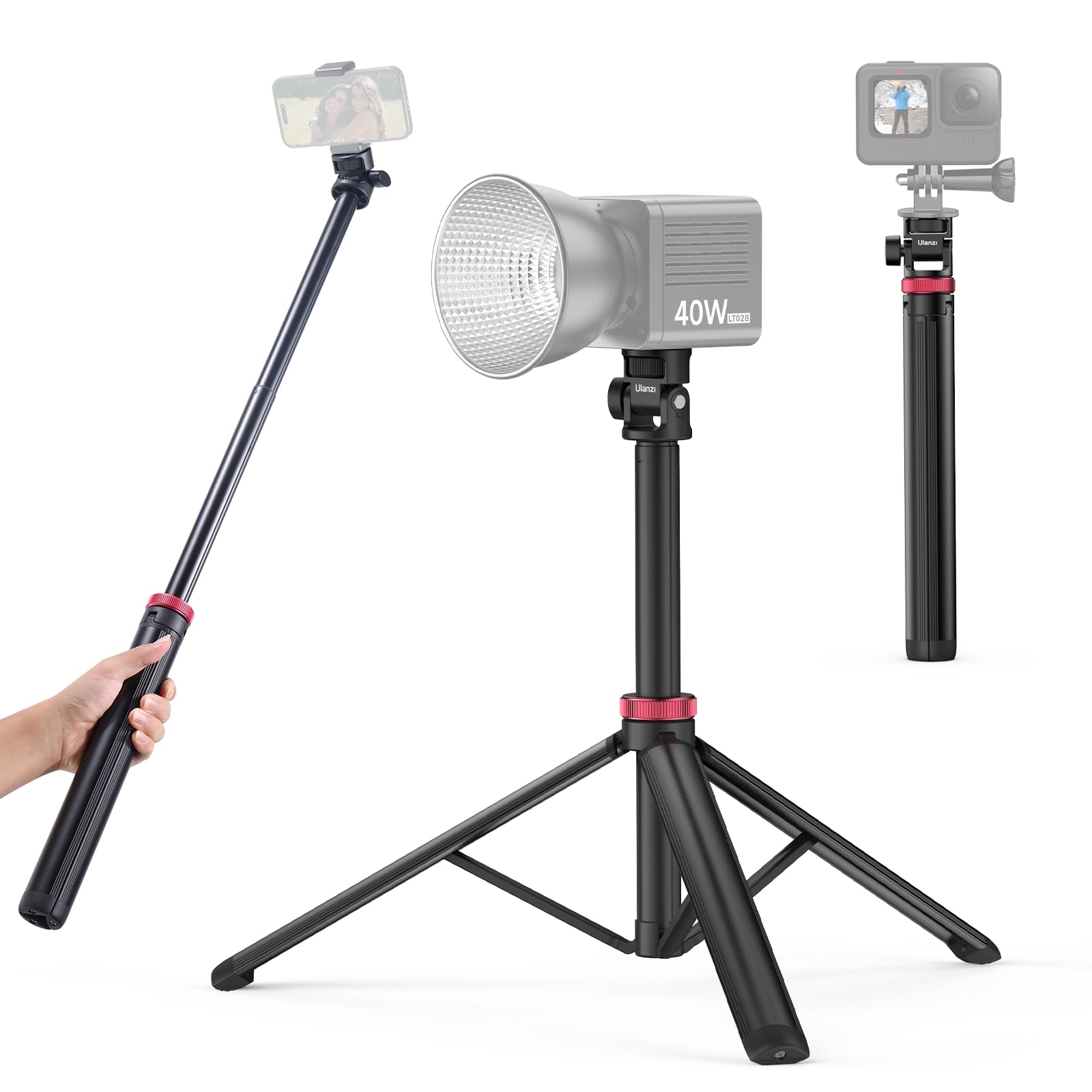 Ulanzi Mt-79 Extendable Tripod Aluminum, 81" Portable Adjustable Light Stand With 1/4" Screw, 360° Ball Head Camera Phone Tripod For Camera Video Light Smartphone, Lightweight For Travel