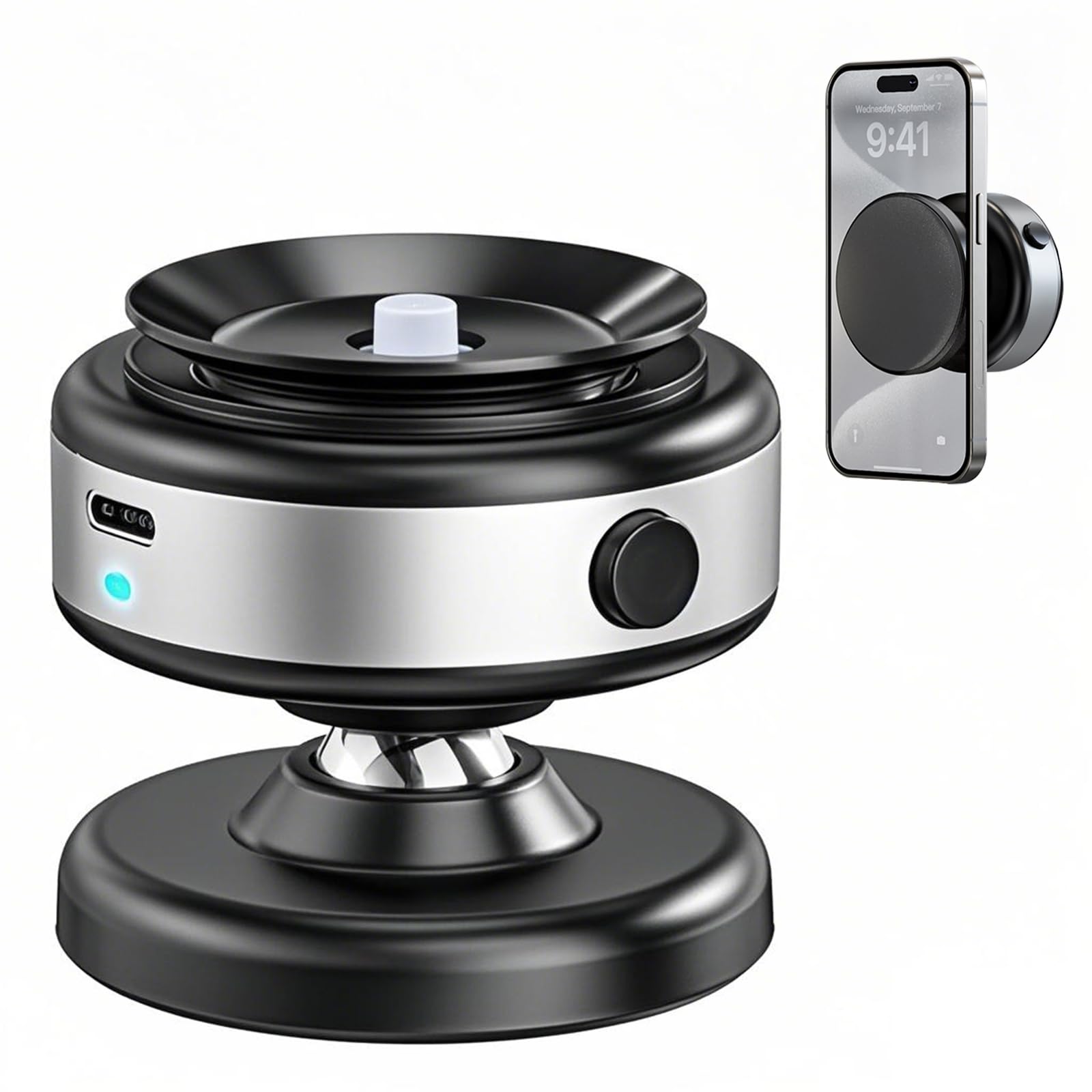 Jkoailiwi 360 Adjustable Vacuum Magnetic Phone Holder, Hands- Stable Anti-Shake Electric Suction Cup Phone Mount, Magnetic Phone Holder For Car Vlogging Travel, For Magsafe Iphone 16E 16 Pro Max