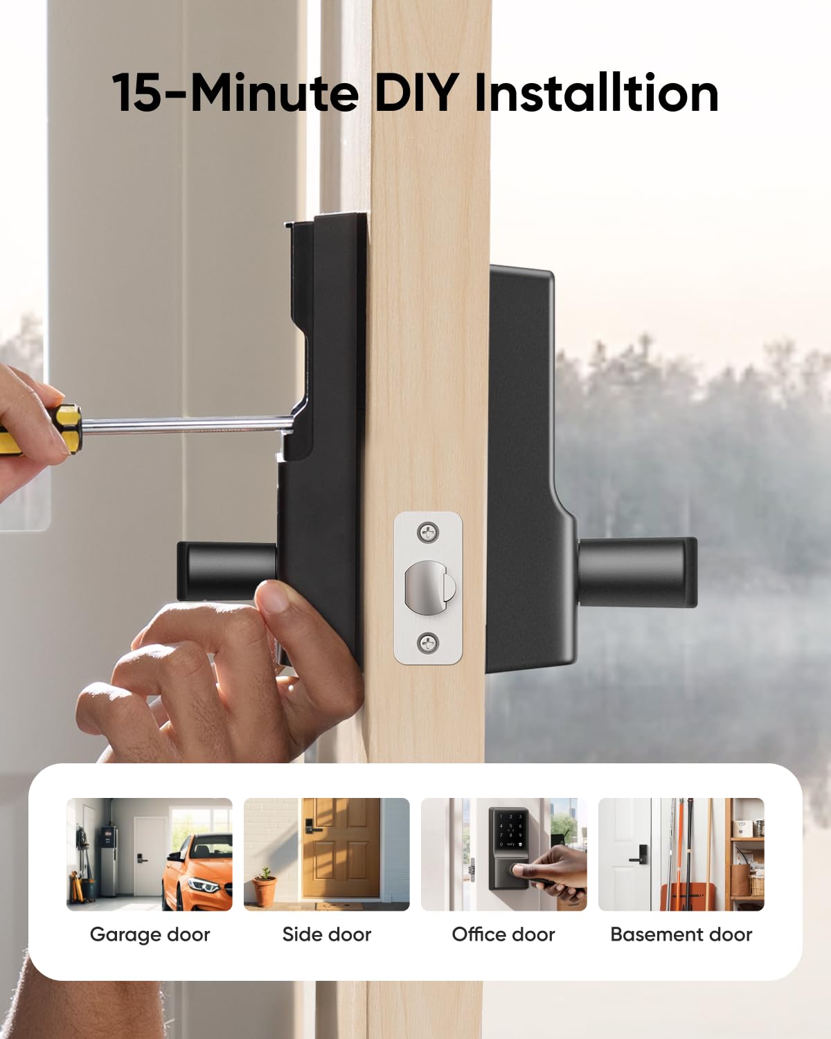 Eufy Security Eufy Smart Lock C33, Keyless Fingerprint Door Lock With Handle, Integrated Wi-Fi, Remote Control Via App, Biometric Entry Knob, Auto-Locking, Ip53 Waterproof (  Version)