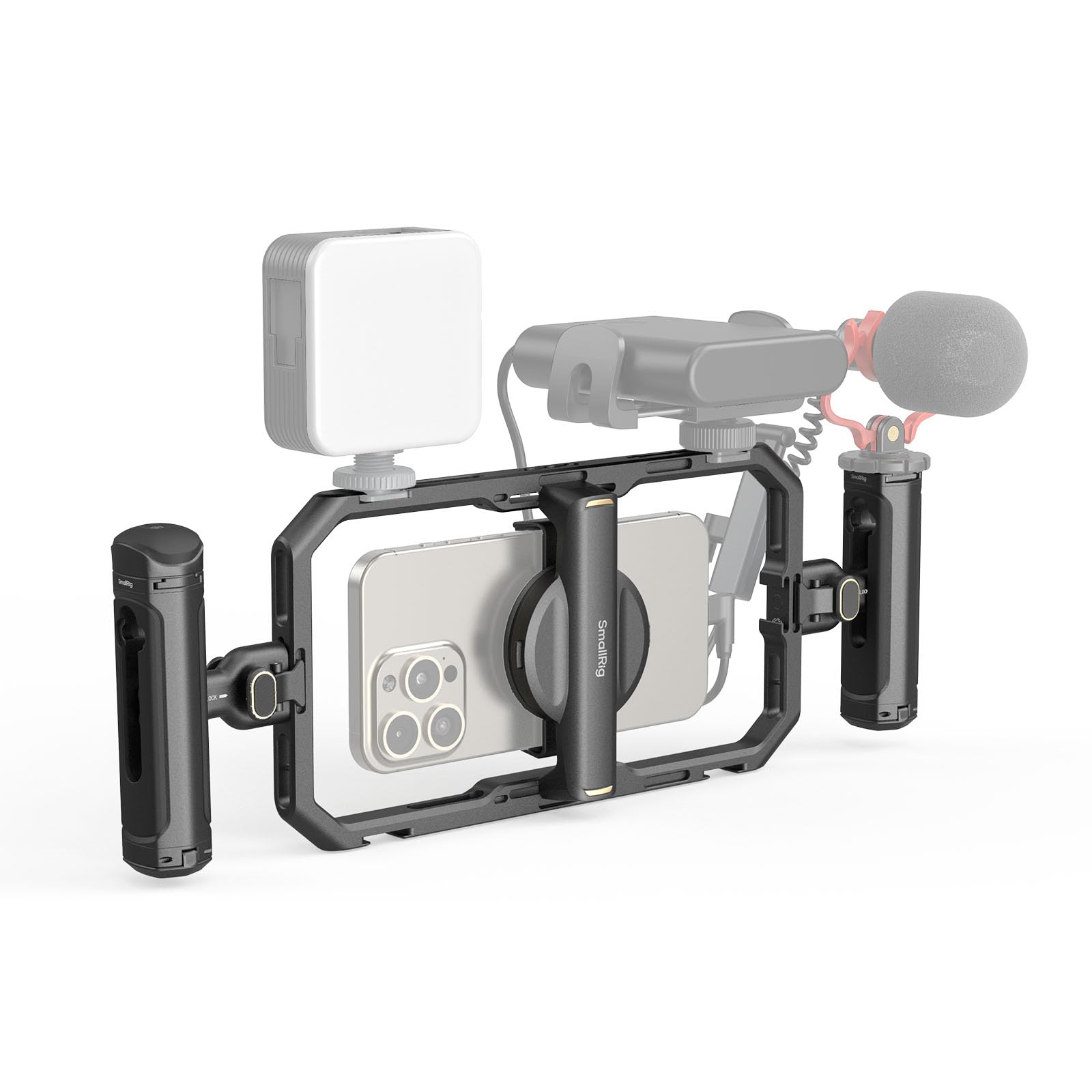 Smallrig Bundle: Portable Mini Desktop Tripod 4630+Universal Quick Release Phone Cage Kit Basic 4597+Power Bank Holder With Cold Shoe Mount 4600