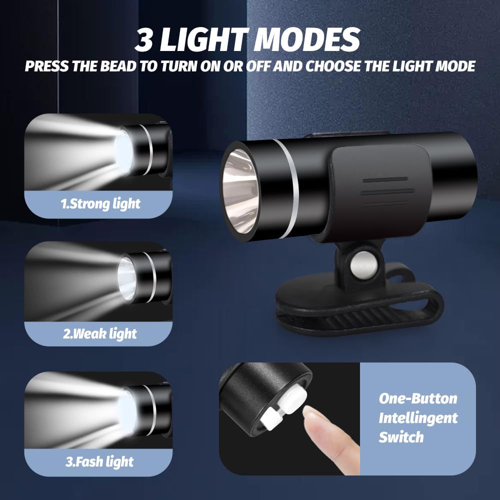 Bestfaith Outdoor Waterproof Clip On Led Night Lights, Rechargeable Safety Lights For Walking At Night, Hands  Portable Led Light Work With Camping Hiking Walking Dog, Black, Jdz01
