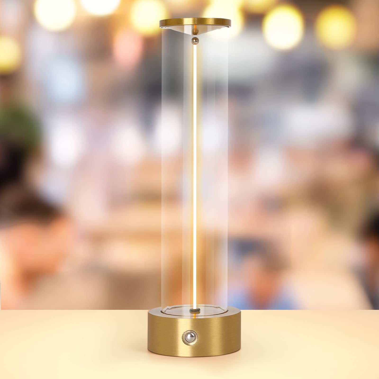 Baishezhuan Rechargeable Cordless Led Table Lamps Touch Sensor Light, 3-Levels Portable Dimming Wireless Battery Operated Lamp，Nightstand Lamp/Night Light/Restaurant Table/Outdoor/Coffee/Bar. (Gold)
