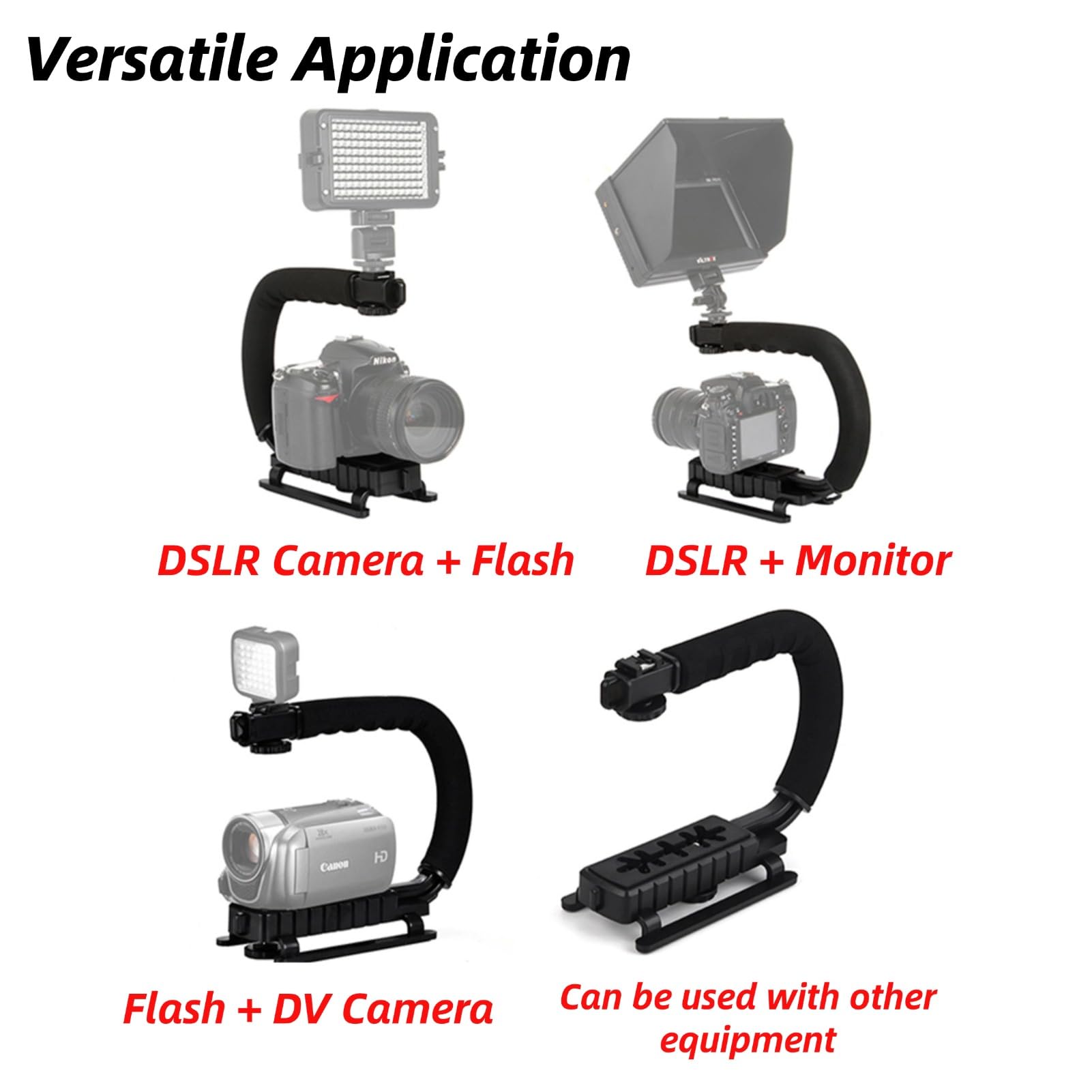 Eimsoah Video Stabilizing Handle Grip With Hot Shoe Mount,Portable U Grip Handheld Stabilizer, Improves Stability And Versatility Super Grip Video For Dslr Camera Camcorder