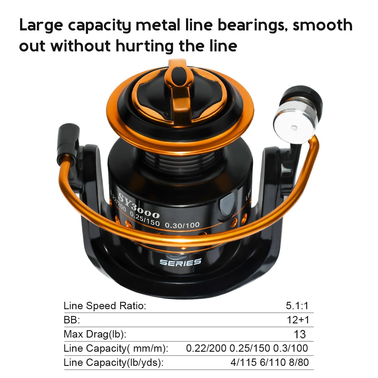Qingler Summer and Centron Spinning Reels, 12 +1 BB Light Weight & Ultra Smooth Reel for Ice/Summer 3000/1000 Fishing Reel