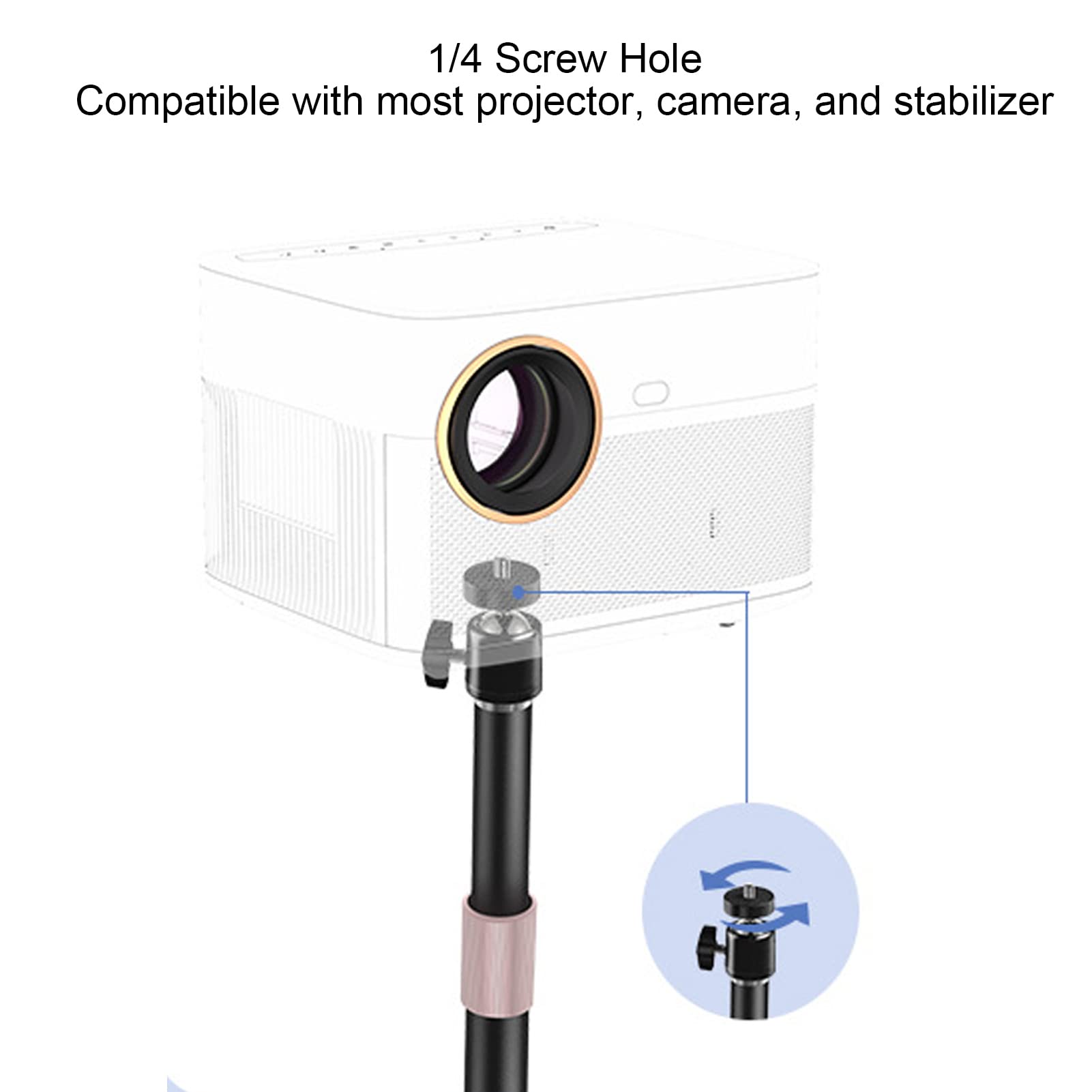 Gugxiom Projector Stand, 25 To 40 Telescopic Pole Floor Stand Kit, Rotatable Camera Stabilizer With 1/4In Screw, Projector Mount Holder For Business Meeting Home Cinema (Large Stabilizer