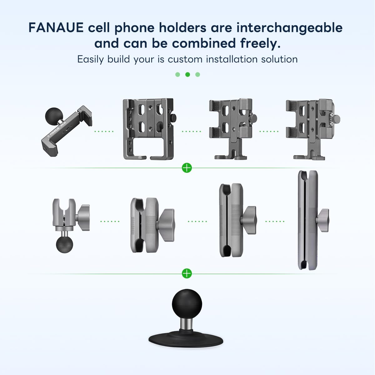 Fanaue Flex Adhesive Ball Base Compatible With Ram Mounts B Size Double Socket Arm, 1" Ball Head Adapter For Motorcycle Phone Mount Bike Phone Holder, Suction Cup Base For Mounting On Car Dashboards.