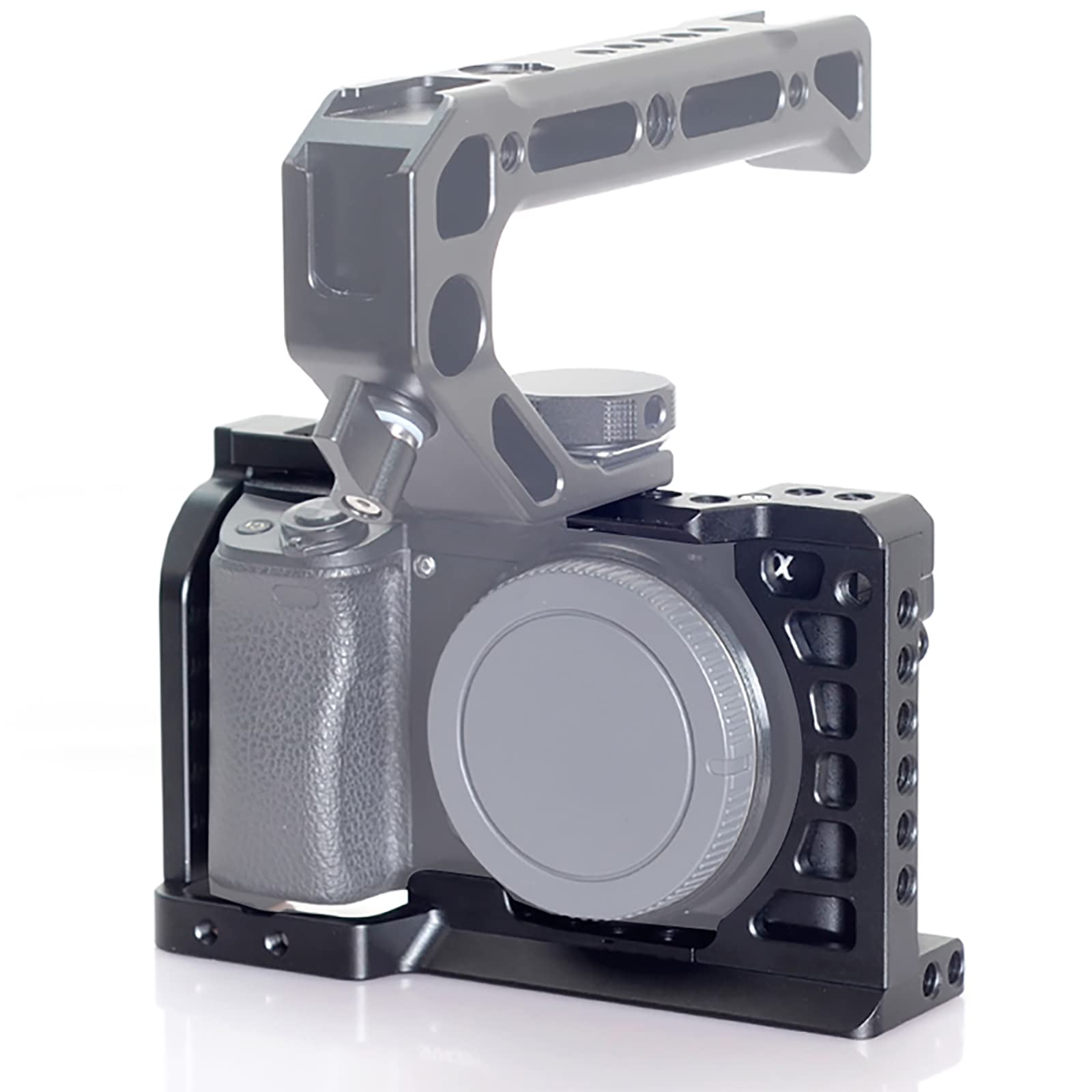 Easy Hood Camera Cage For Sony Alpha A6100 A6400 A6300 A6500 A6000, Aluminum Vlogging Video Shooting Rig Stabilizer With 1/4" 3/8" Mounting Points And Cold Shoe For Mic Monitor Fill Light