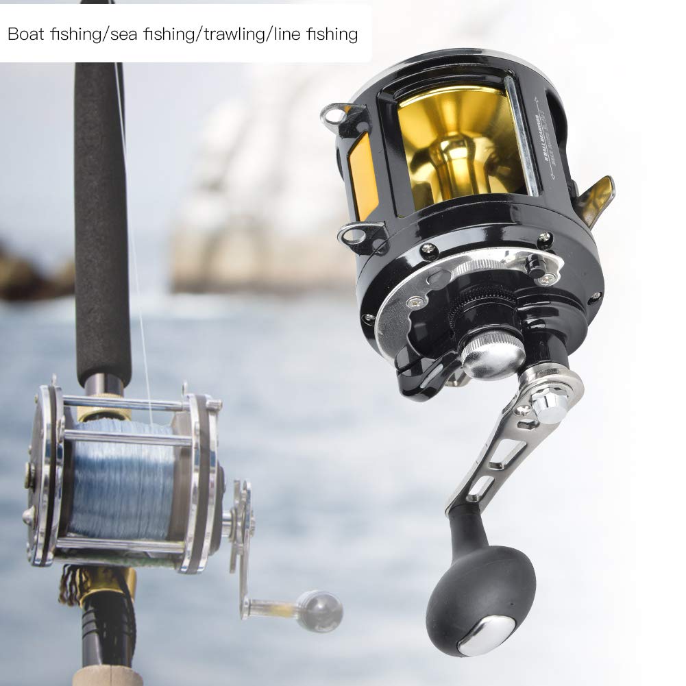 Spyminnpoo Metal Trolling Fishing Reel, High Strength, 25Kg Tension, Super Large Handle, 8 Bearings, For Sea Boat Fishing