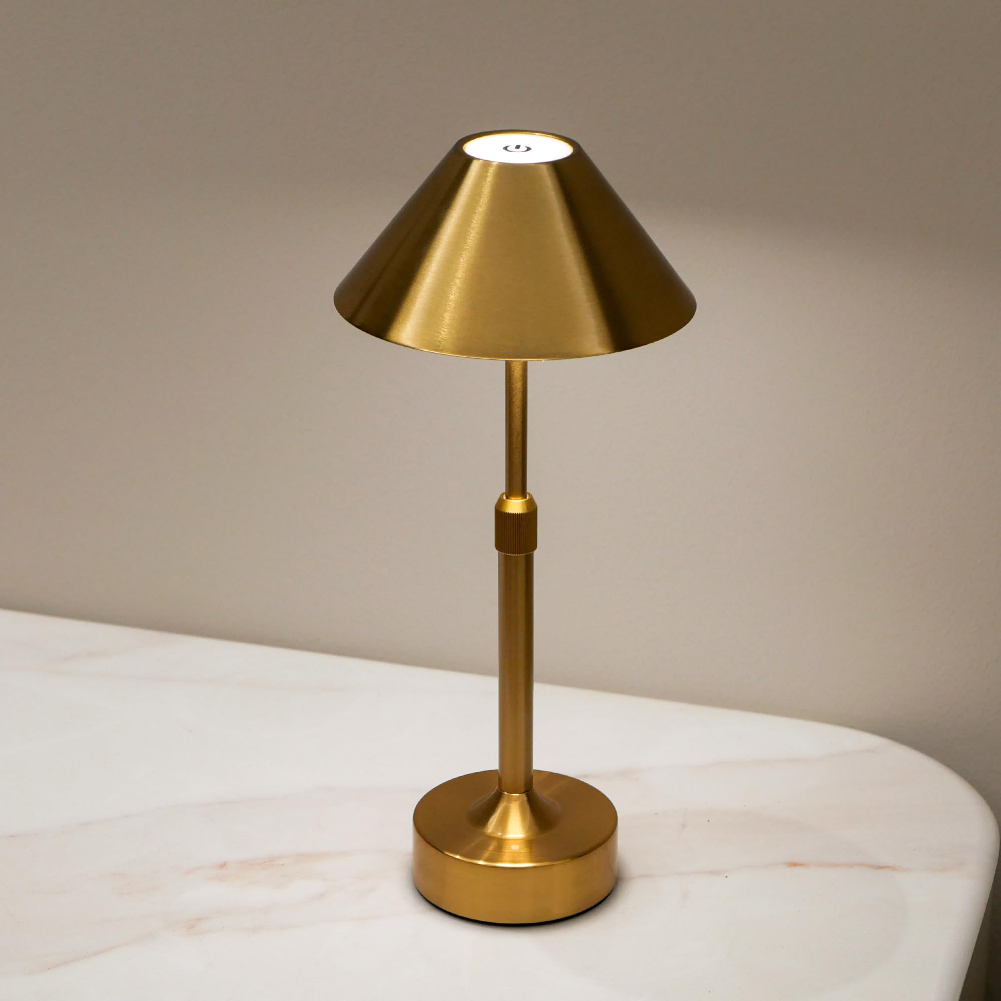 Cocugaowin Cordless Table Lamp - Rechargeable Night Light With 2000Mah Battery, Touch Control, Dimmable White/Warm/Neutral Light, Adjustable Height, Usb Charging, Ambient Led Bedside Lamp (Gold)