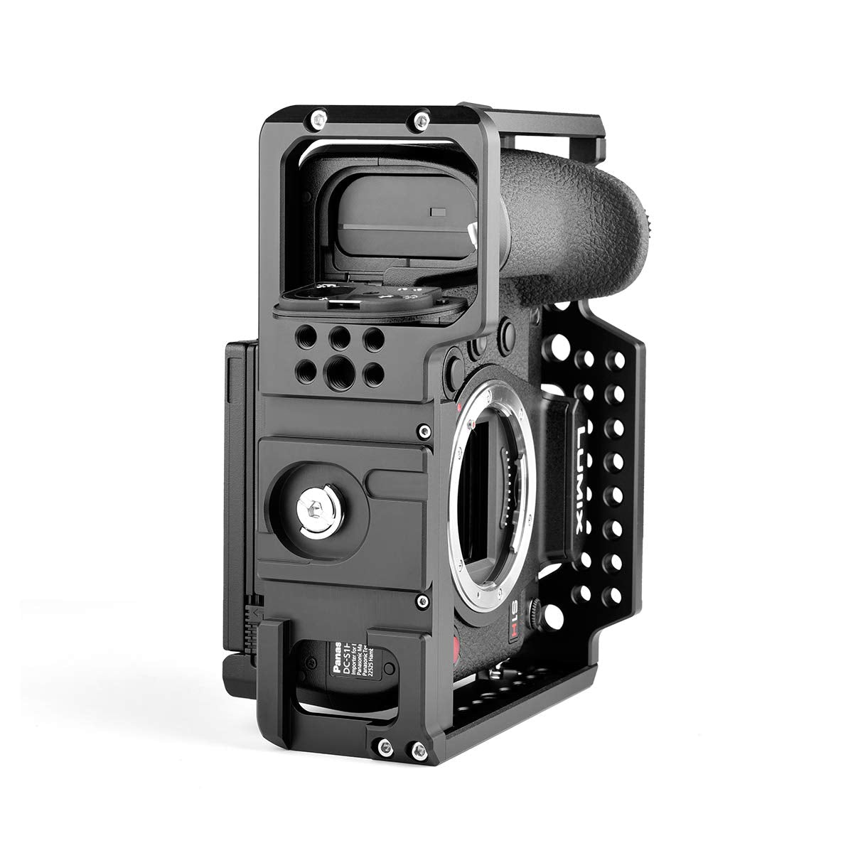 Kamthing Aluminum Video Camera Cage Stabilizer For Panasonic Lumix S1H S1R S1 Camera With Top Handle Grip Multiple 1/4" 3/8" Screw Mount (Cage With Top Handle)