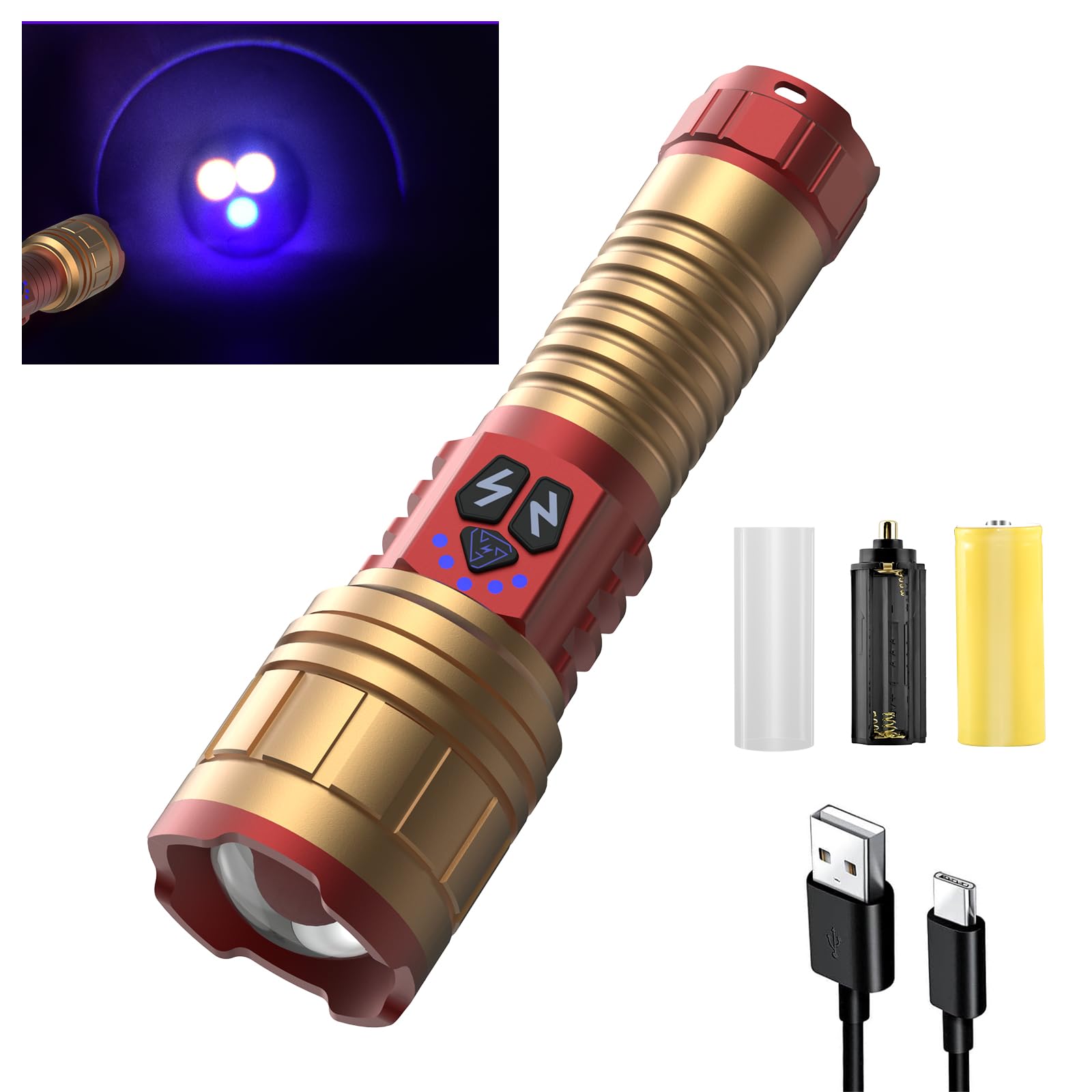 Iodoo 3 In 1 Rechargeable Flashlight True 5000 Lumens Outdoor Strong Cob Light, 5000Mah Zoomable Beam Led Flash Light With Magnet Power Failure Emergency Survival Kits Snowstorm (6 In 1)