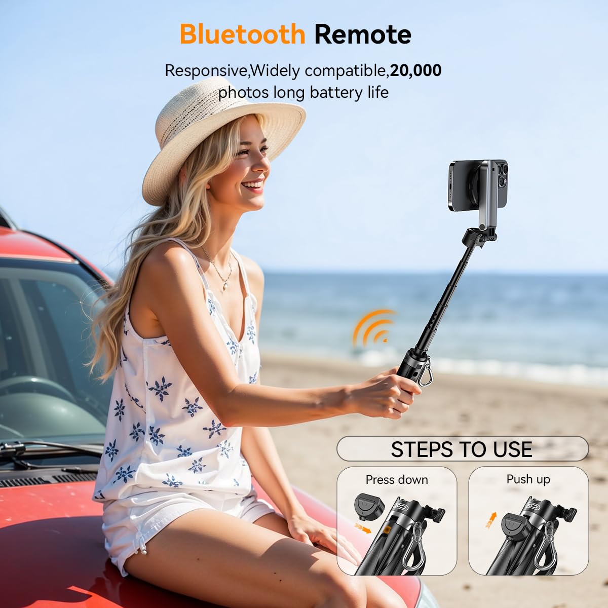 Xo Simple Is Beauty Magnetic Selfie Stick For Iphone,Portable Selfie Stick Tripod Retractable Mini Cell Phone Tripod For Group Photos,Vlogs, Photography,Compatible With Iphone 16/15/14/13/12 Series With Remote Control