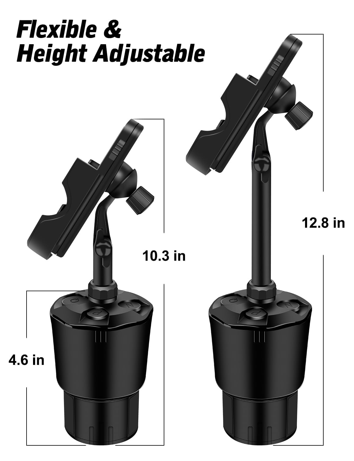 Aoisva Car Cup Holder Phone Mount, Multifunctional Car Cell Phone Holder Coin Holder, Long Arm With 360 Degree Rotation, Compatible Iphone, Samsung & All Smartphones