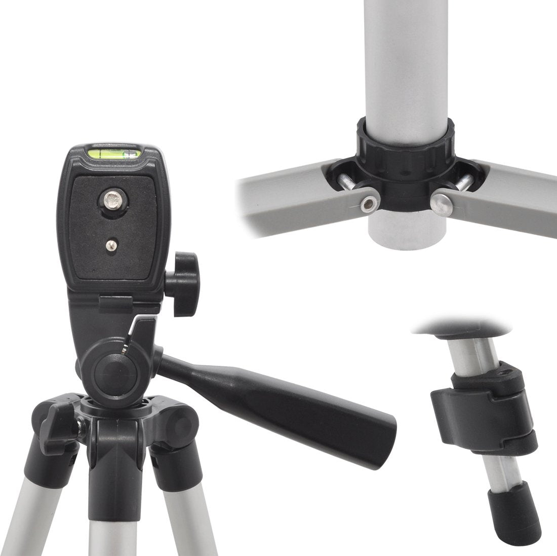 Frenzydeals 50” Inch Camera Tripod With Rotating Smartphone Holder For All Smartphones, Phablets, Cameras & Camcorders + Water Resistant Carrying Case + Frenzy Deals Microfiber Cloth