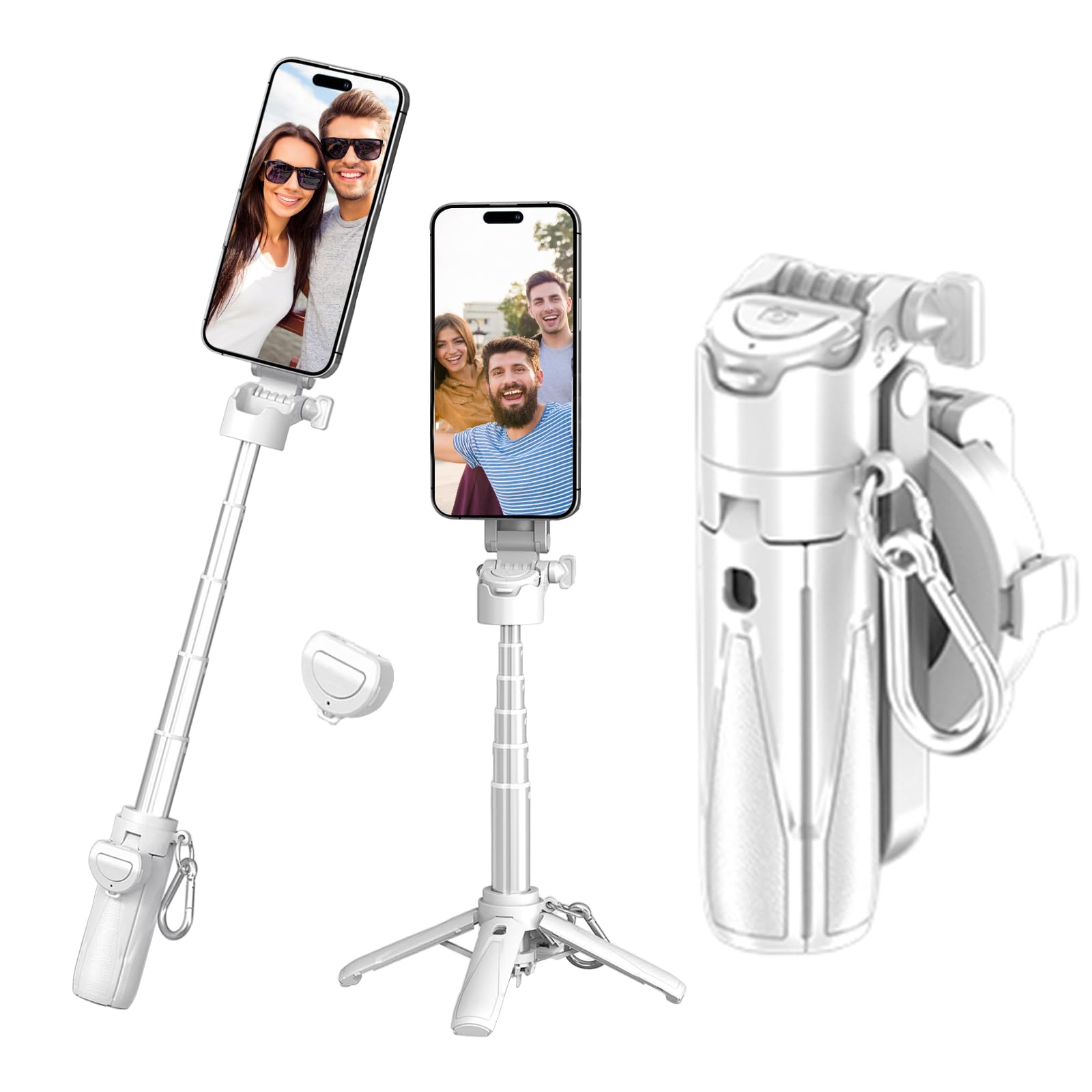 Crideng Magnetic Selfie-Stick Tripod, Travel Tripod Stand With Remote Control & Fill Light, Portable Retractable Cell Phone Holder For Photography And Videography