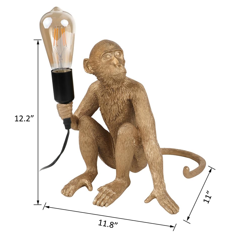 Luvcmft Modern Monkey Table Lamp, Animal Table Lamp, Creative Lighting Fixtures For Living Room Bedroom Dormitory Kids Room (Gold)