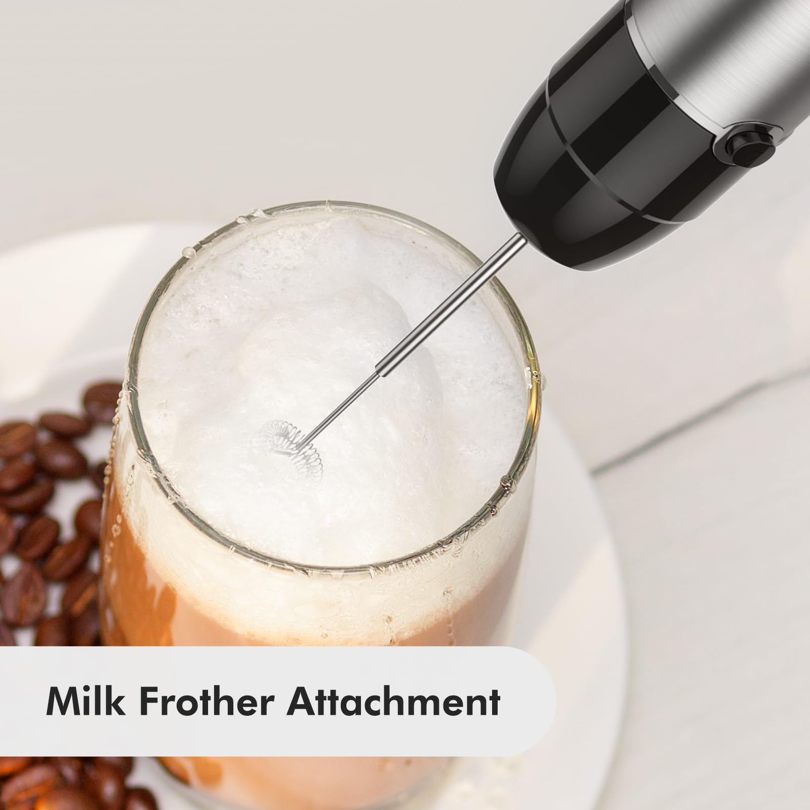 Koios 1000W Immersion Hand Blender, Upgrated 5-In-1 Handheld Blender, Full Copper Motor, Titanium Enhanced Blender Shaft, 12-Speeds, 600Ml Mixing Beaker, 500Ml Chopper, Whisk & Milk Frother