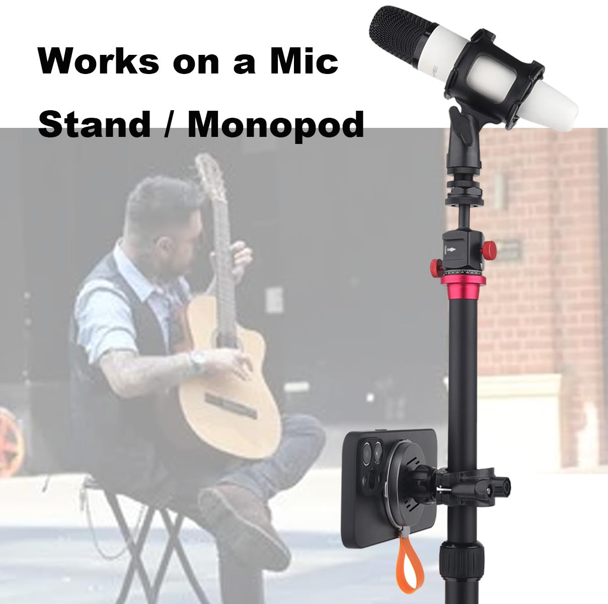 Rigdance Magnetic Phone Holder For Insta360, For Dji Osmo Pocket 2 3 Used On Selfie Sticks, Boat Phone Holder, Cell Phone Holder For Microphone Stand/Tripods, Fits For 17Mm-25Mm Tubes