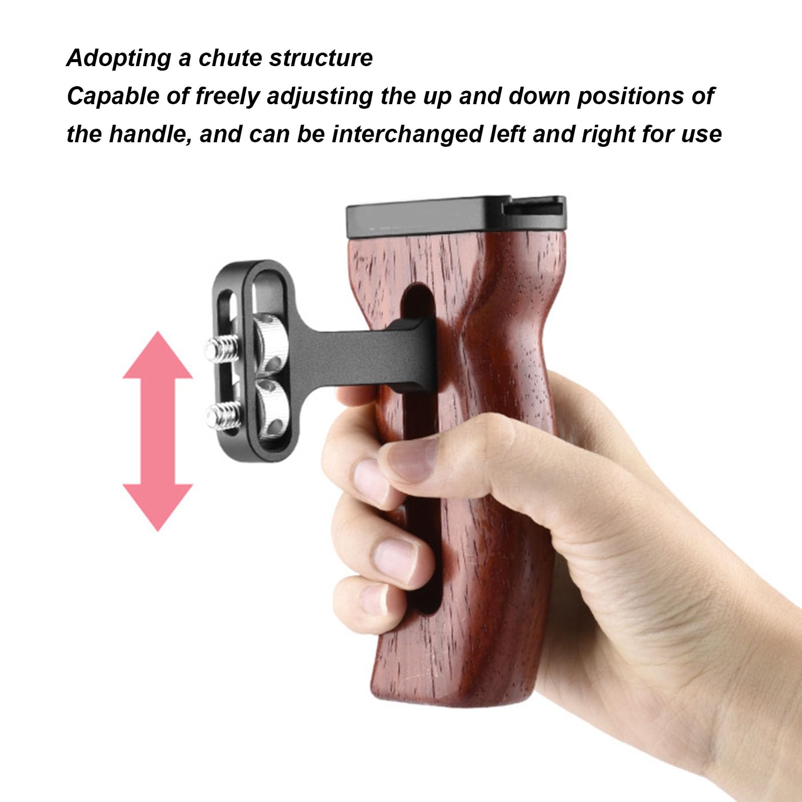 Goshyda Camera Cage Wooden Handle Grip, Universial Left Right Side Handle Grip, For Dslr Camera Cage And Camnera Accessories, With Cold Shoe Mount 1/4 Inch Screw Hole 3/8 Inch Screw Hole
