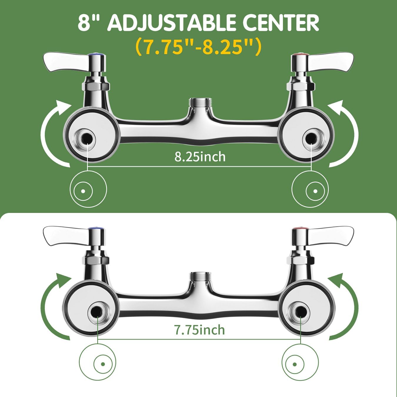 Tolsuny Wall Mount Kitchen Faucet, Commercial Sink Faucet With 12-Inch Swivel Spout, Brass Dual Handle Utility Laundry Faucet, Chrome Gooseneck Spout, For Laundry Room Restaurant Compartment Sink