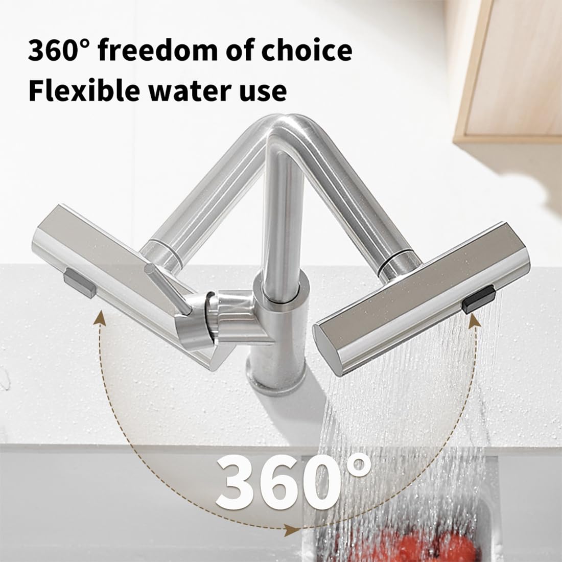 Owofan Kitchen Faucet With Pull Down Sprayer Waterfall Single Hole Single Handle Stainless Steel Kitchen Sink Faucets Brushed Nickel