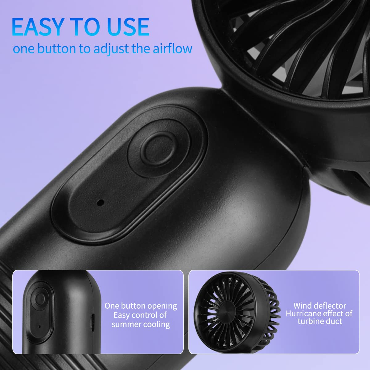 Mini Portable Fan 2 Pack, Cute Handheld Fan Battery Operated Lightweight Small Personal Fan