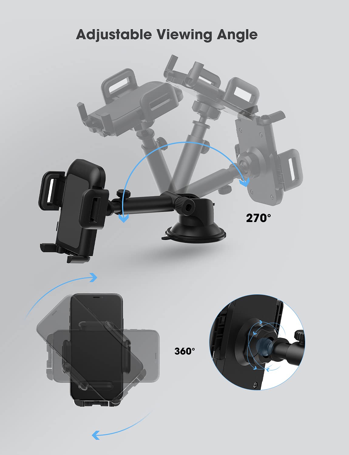 Vssmssa Phone Mount For Car,Car Phone Holder Mount With Strong Suction Cup Dashboard Windshield Phone Mount Compatible With Iphone 14 13 12 11 Pro Max, Galaxy Note 20 S20 S10 And More