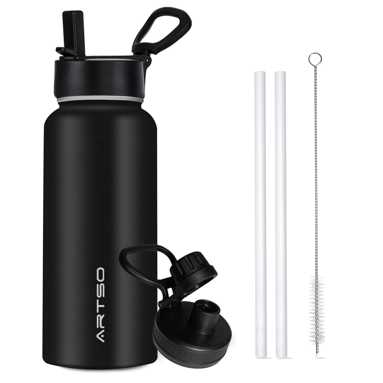 Artso 32 Oz Insulated Water Bottle Stainless Steel Double Walled Vacuum Leak Proof Hot Cold Sports