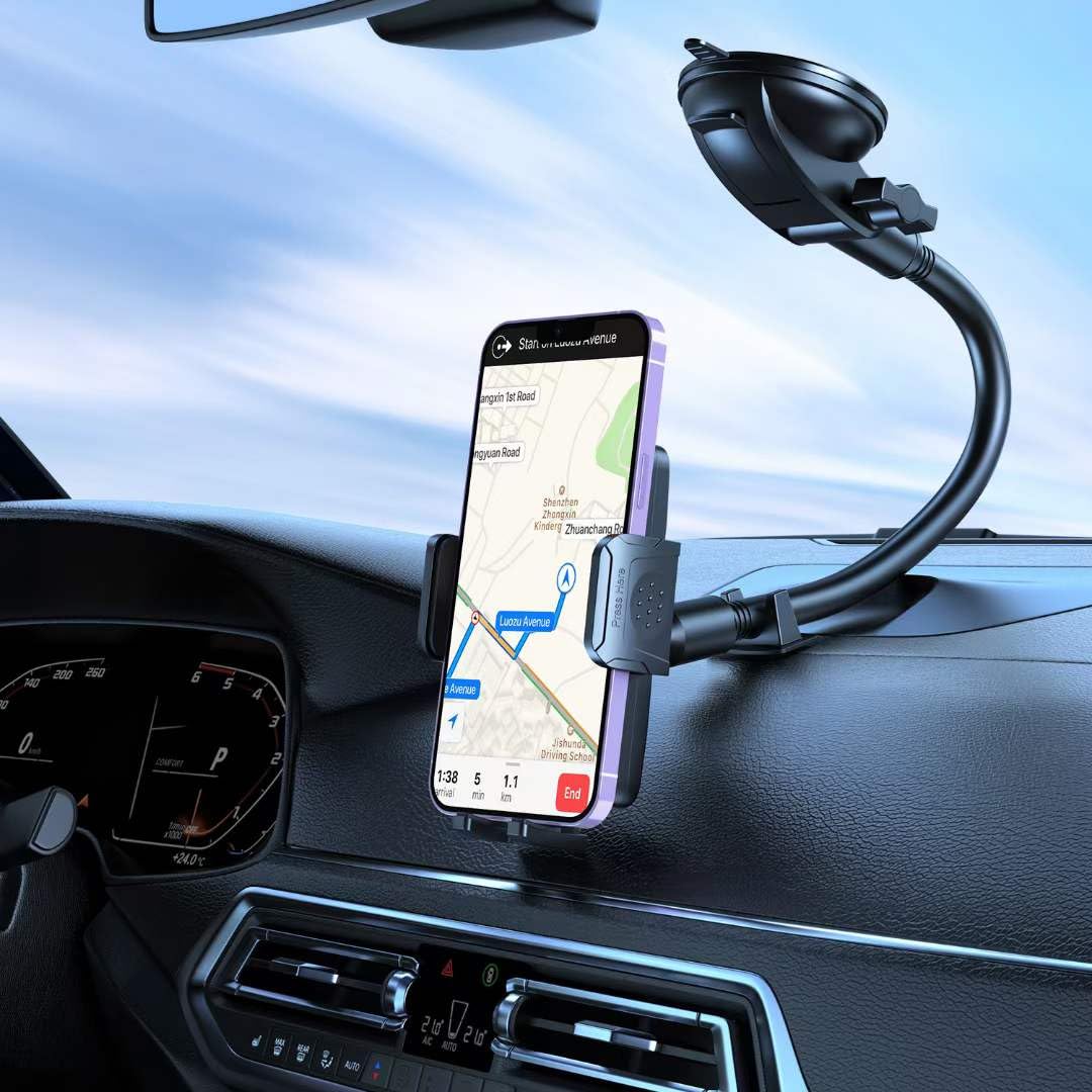 Ywecan Cell Phone Holder Car [Military Grade Powerful Suction] Car Phone Holder Mount Adjustable Gooseneck For Truck Dashboard Windshield Vent For Iphone 16 15 14 All Mobile Phones
