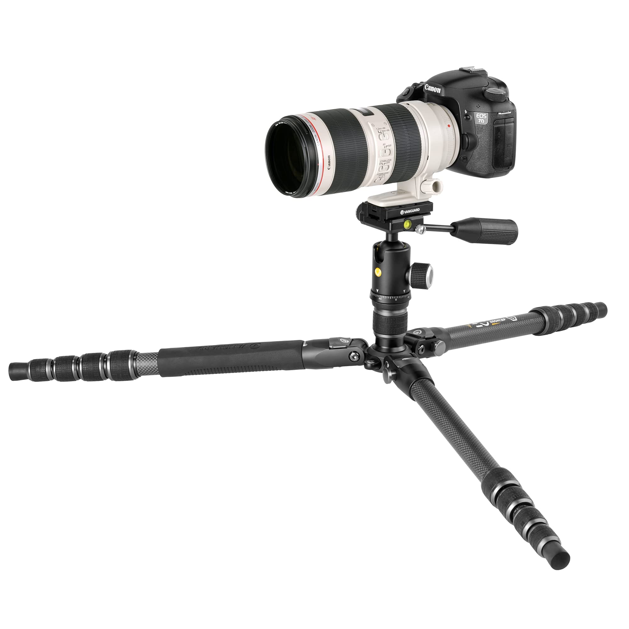 Vanguard Veo3T204Cbp Carbon Fiber Travel Tripod With Ball Head, Removeable Pan Handle, And Quick Shoe With Built-In Smartphone Holder