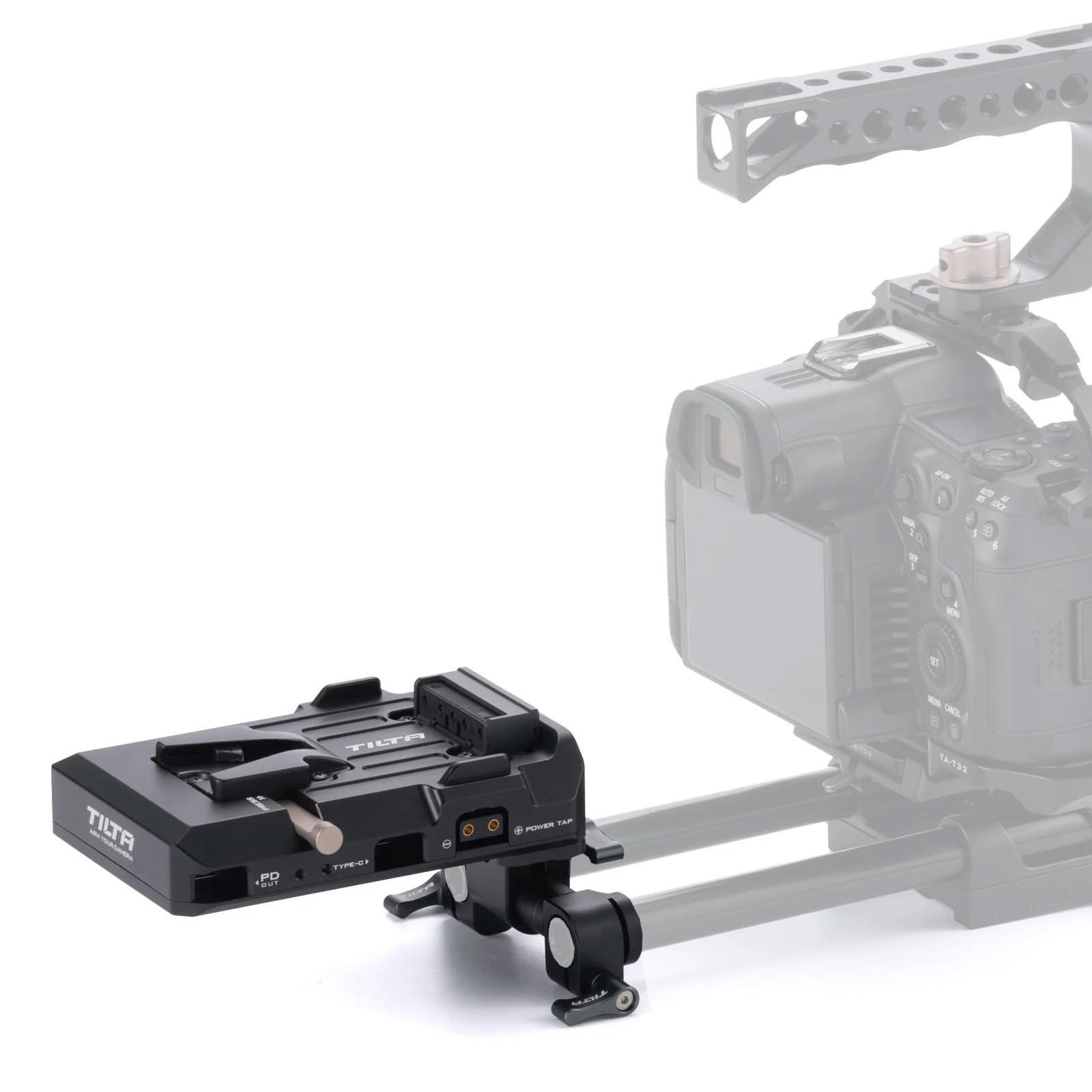 Tilta Pd V Mount Battery Plate - Black  14.8V P-Tap Ports  5V Usb-C Port  60W Usb-C Pd Port  15Mm Lws Rod Mounting  Black  Ta-Btp3-V-B