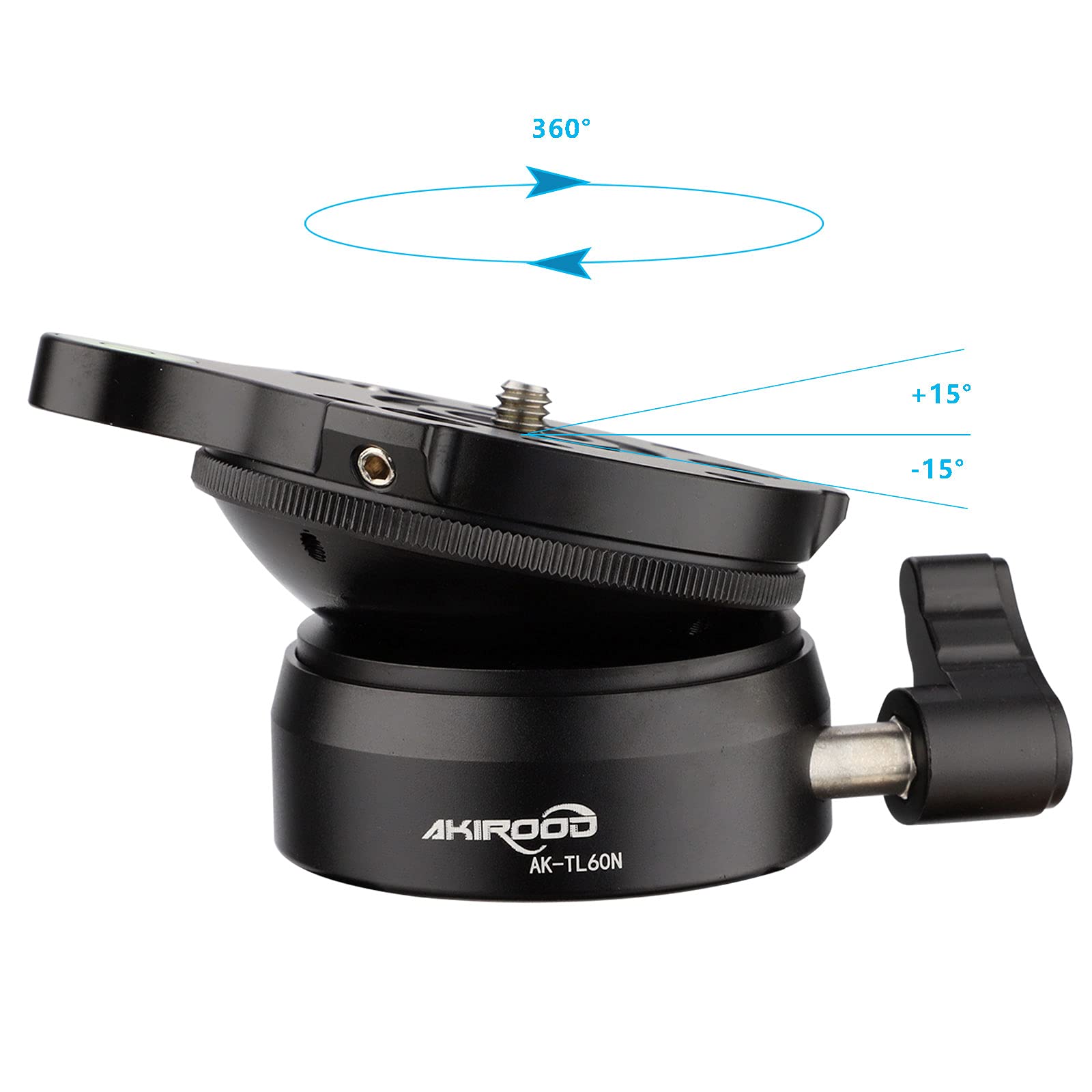 Akirood Tripod Leveling Base Half Ball,For Canon Nikon And Other Dslr Cameras Tripods Monopods With Offset Bubble Level With“1/4" 3/8" Thread