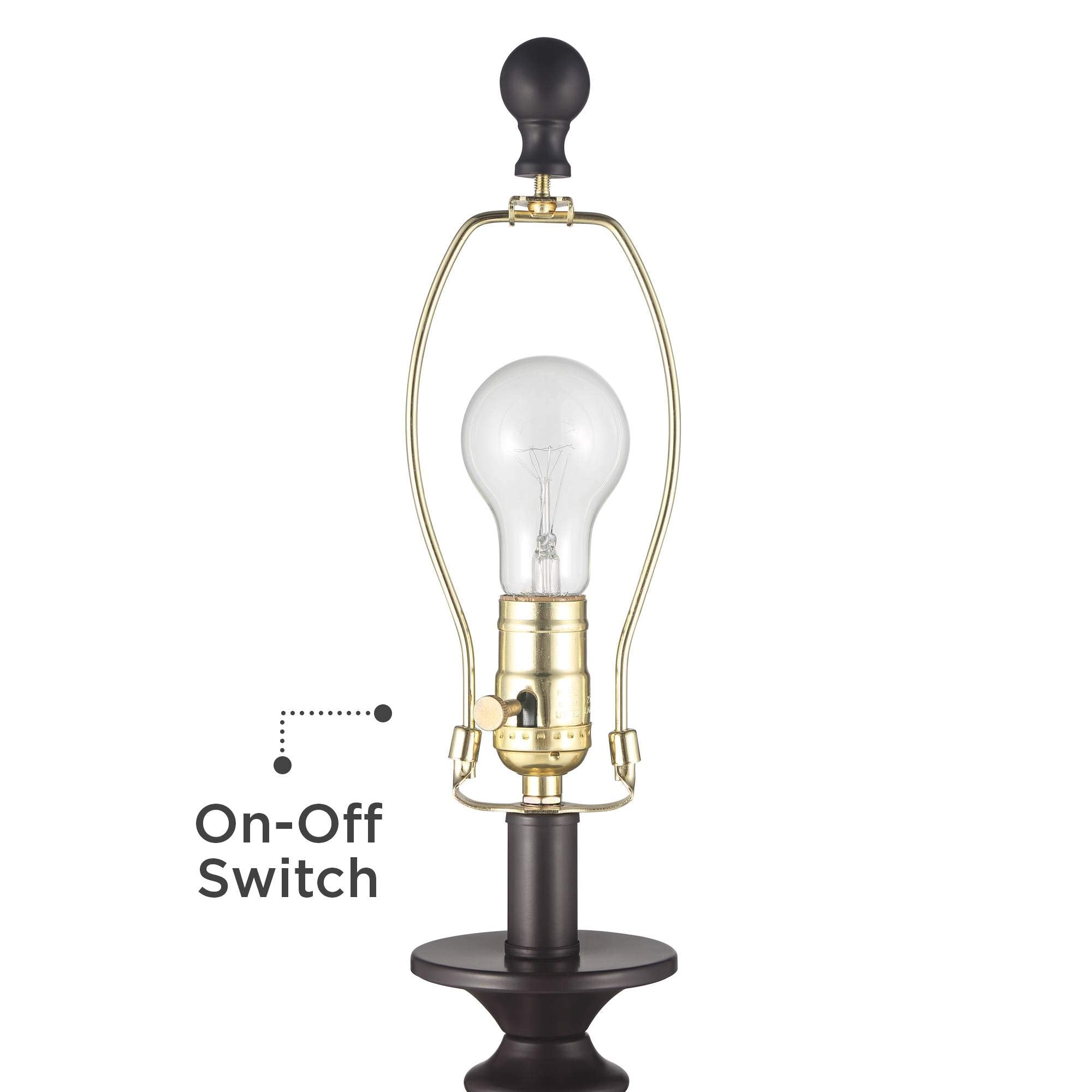 Regency Hill Percy Traditional Table Lamps 26" Tall Set Of 2 Dark Bronze Brown Metal Candlestick White Tapered Drum Shade For Bedroom Living Room House Home Bedside Nightstand Office Family