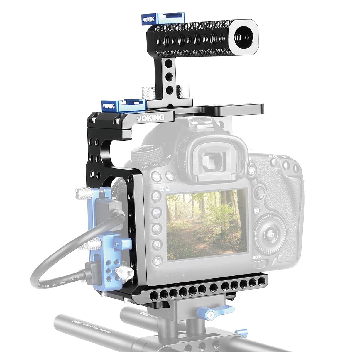 Voking Aluminum Alloy Vk-5D4K Camera Video Cage & Top Handle With Detachable And Top Handle Quick Release Plate Compatible With 5D3 5D4