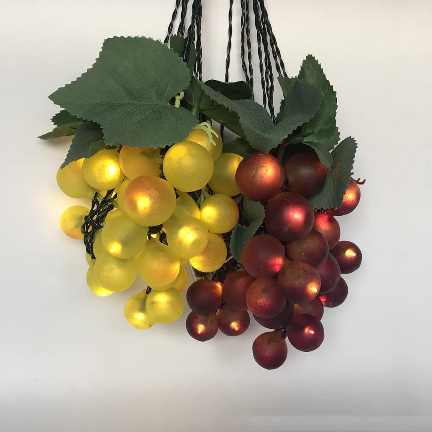 Amzstar Solar Grape String Light Outdoor Waterproof 80Led Grape Vine Hanging Lighting Simulation Fruit Decoration Small Tavern Garden Sunshade Umbrella Wedding Party Light (Purple+Green)