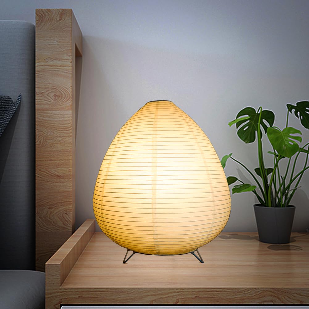 Fosinz Bedside Table Lamp Paper And Chrome Standing Lamp Room Decoration Festival Lantern Light Nightstand Desk Lamp Bedroom Dresser Living Kids Room College Dorm Coffee (White, 12.6"X11.02"X11.02")