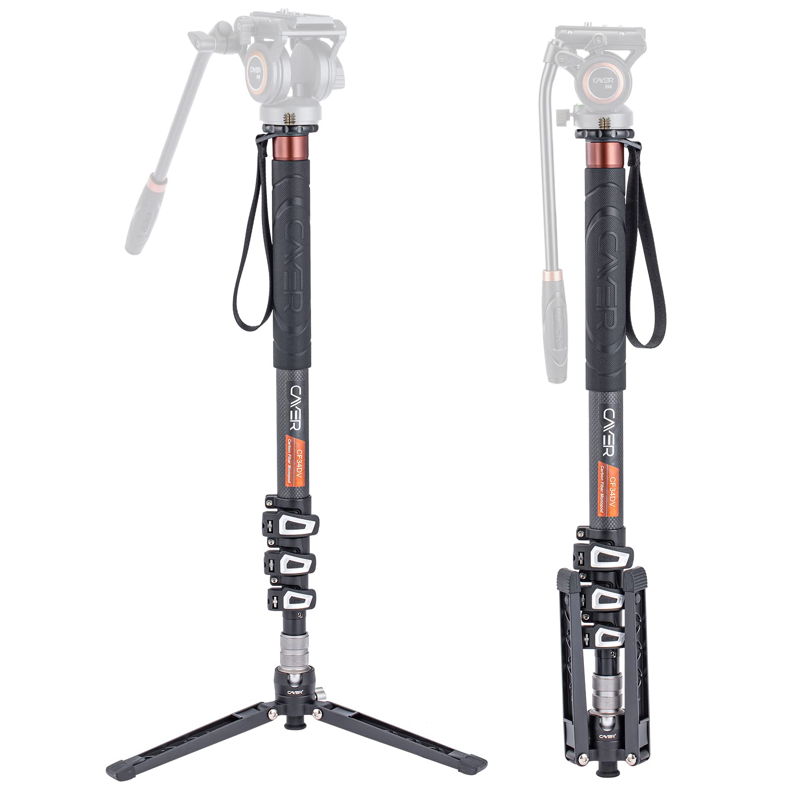 Cayer Carbon Fiber Monopod Leg, 68 Inch Camera Telescopic Video Monopod Tube With Feet, Compatible For Dslr Cameras And Camcorders